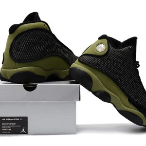 AJ13 Retro Black And Green Olive