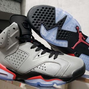 AJ6 white and black orange 3M reflective